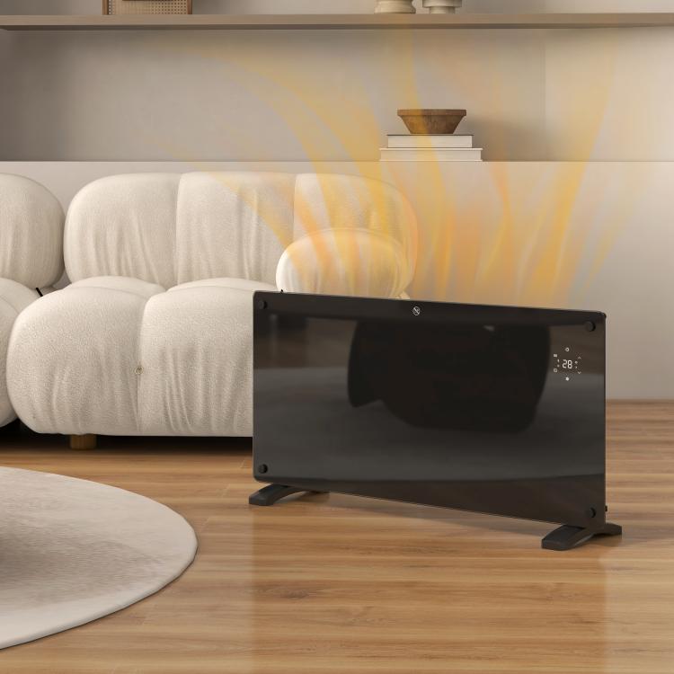 2000W Convection Heater with Adjustable Temperature, Remote Control, 24-Hour and Weekly Timer, Black