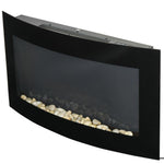 Wall-mounted electric fireplace with LED side lighting, avant-garde design, LED display, remote control, and timer; 1000/2000 W, adjustable brightness, black.