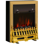 HOMCOM Electric Fireplace with Flame Effect – Neo-Retro Style – Thermostat (1000-2000 W) – Black & Gold