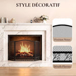 3-Panel Folding Fireplace Screen, 107 x 60 cm, Black Metal