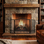 3-Panel Folding Fireplace Screen, 107 x 60 cm, Black Metal
