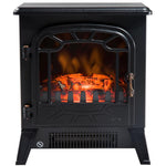 Electric Fireplace Heater with Adjustable Flame Effect and Brightness (925 W / 1850 W) – Black Metal and Tempered Glass