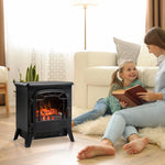 Electric Fireplace Heater with Adjustable Flame Effect and Brightness (925 W / 1850 W) – Black Metal and Tempered Glass