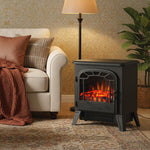 Electric Fireplace Heater with Adjustable Flame Effect and Brightness (925 W / 1850 W) – Black Metal and Tempered Glass
