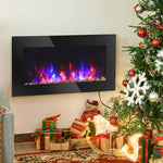 Camino elettrico da parete nero 1450 W con fiamma e luci a 7 colori - immagine 3