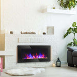 Camino elettrico da parete nero 1450 W con fiamma e luci a 7 colori - immagine 4