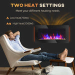 Camino elettrico da parete nero 1450 W con fiamma e luci a 7 colori - immagine 6