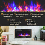 Camino elettrico da parete nero 1450 W con fiamma e luci a 7 colori - immagine 9