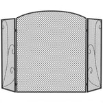 3-Panel Folding Fireplace Screen, 133x1x77 cm, Black