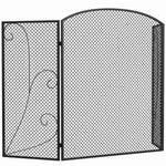 3-Panel Folding Fireplace Screen, 133x1x77 cm, Black