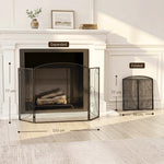 3-Panel Folding Fireplace Screen, 133x1x77 cm, Black