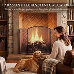 3-Panel Folding Fireplace Screen, 133x1x77 cm, Black