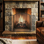 3-Panel Folding Fireplace Screen, 133x1x77 cm, Black
