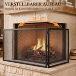 Fireplace safety screen, foldable metal spark guard, 141 x 50 cm