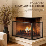 Fireplace safety screen, foldable metal spark guard, 141 x 50 cm