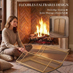 Fireplace safety screen, 3-panel spark guard with double doors, 122x75 cm