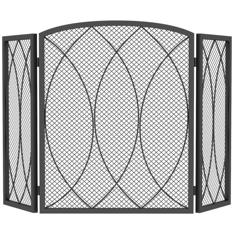 Fireplace Safety Screen, 3-Panel Foldable Spark Guard 122 x 75 cm