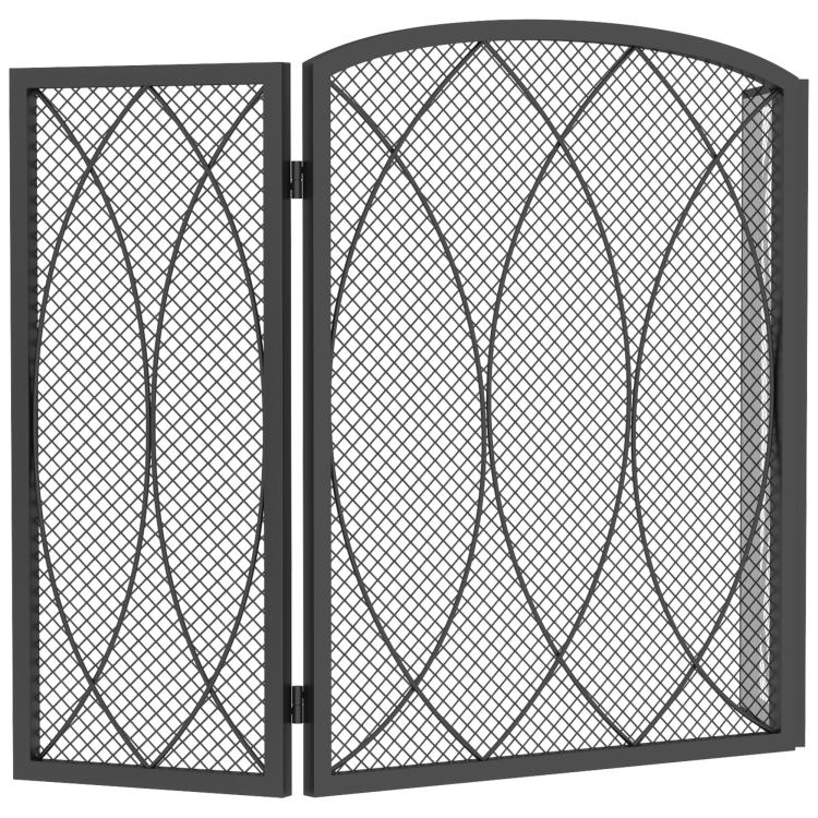 Fireplace Safety Screen, 3-Panel Foldable Spark Guard 122 x 75 cm