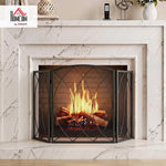 Fireplace Safety Screen, 3-Panel Foldable Spark Guard 122 x 75 cm