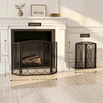 Fireplace Safety Screen, 3-Panel Foldable Spark Guard 122 x 75 cm