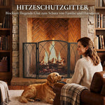 Fireplace Safety Screen, 3-Panel Foldable Spark Guard 122 x 75 cm