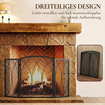 Fireplace Safety Screen, 3-Panel Foldable Spark Guard 122 x 75 cm