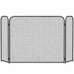 3-Panel Foldable Fireplace Spark Guard 100x51cm