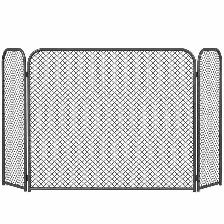 3-Panel Foldable Fireplace Spark Guard 100x51cm