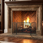 3-Panel Foldable Fireplace Spark Guard 100x51cm