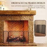 3-Panel Foldable Fireplace Spark Guard 100x51cm