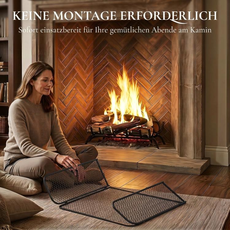 3-Panel Foldable Fireplace Spark Guard 100x51cm