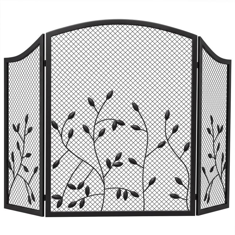 OMCOM Fireplace Safety Guard, 3-Panel Foldable Fireplace Screen 122 x 75 cm