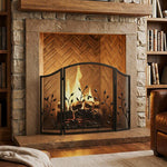 OMCOM Fireplace Safety Guard, 3-Panel Foldable Fireplace Screen 122 x 75 cm