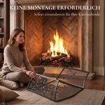 OMCOM Fireplace Safety Guard, 3-Panel Foldable Fireplace Screen 122 x 75 cm