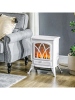 Electric fireplace with heater, LED flame effect, 1000/2000W, white