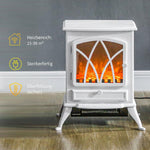 Electric fireplace with heater, LED flame effect, 1000/2000W, white