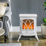 Electric fireplace with heater, LED flame effect, 1000/2000W, white