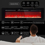 Caminetto elettrico con riscaldatore (1800 W), effetto fiamma 3D a LED, 152,4 cm, nero