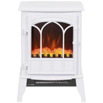 Electric fireplace with heater, LED flame effect, decorative fireplace, white