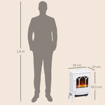 Electric fireplace with heater, LED flame effect, decorative fireplace, white
