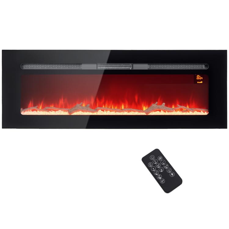 Camino elettrico a parete 1800 W con telecomando e fiamma regolabile