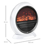 Portable Electric Fireplace with Rotating Flame Effect, 1500W Electric Fireplace with Overheat and Tip-Over Protection, 10–15 square meter Coverage, 30.5 x 18 x 35 cm, White
