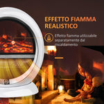 Portable Electric Fireplace with Rotating Flame Effect, 1500W Electric Fireplace with Overheat and Tip-Over Protection, 10–15 square meter Coverage, 30.5 x 18 x 35 cm, White