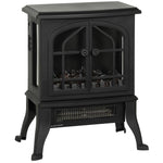 Freestanding Electric Fireplace 900/1800W with 3-Sided View, 3D Flame, and Adjustable Thermostat (10-35 DegreesC), 30 square meter, Black