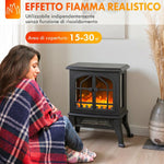 Freestanding Electric Fireplace 900/1800W with 3-Sided View, 3D Flame, and Adjustable Thermostat (10-35 DegreesC), 30 square meter, Black