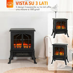 Freestanding Electric Fireplace 900/1800W with 3-Sided View, 3D Flame, and Adjustable Thermostat (10-35 DegreesC), 30 square meter, Black