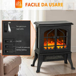 Freestanding Electric Fireplace 900/1800W with 3-Sided View, 3D Flame, and Adjustable Thermostat (10-35 DegreesC), 30 square meter, Black