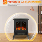 Freestanding Electric Fireplace 900/1800W with 3-Sided View, 3D Flame, and Adjustable Thermostat (10-35 DegreesC), 30 square meter, Black