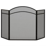 3-Panel Folding Metal Fireplace Screen with Classic Design, 96x60cm, Black