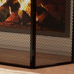 3-Panel Folding Metal Fireplace Screen with Classic Design, 96x60cm, Black